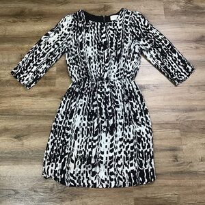EVERLY Dress Size S Abstract Print 3/4 Sleeves Work Casual Career Black White
